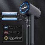 MMK Asciugacapelli Ionico, Phon Capelli Professionale, Phon da 200 Milioni di Ioni Negativi, Asciugatura Rapida 110000 giri/min ad Alta Velocità per Asciugatura Rapida, 57dB Rumore Basso per Viaggi - Image 4