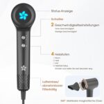 Hair Dryer, Ion Hair Dryer, 400 Million Plasma Hair Dryer, 110,000 rpm, Brushless Motor, Quick Drying Hair Dryer, 57 dB Low Noise Hair Dryer, Intelligent Thermostat Hair Dryer for Travel, Home - Image 6